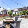 outdoor fireplace lounge and seating area